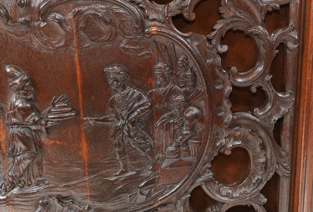 Flemish Carved Fire Screen Divider Walnut 1880 View VI