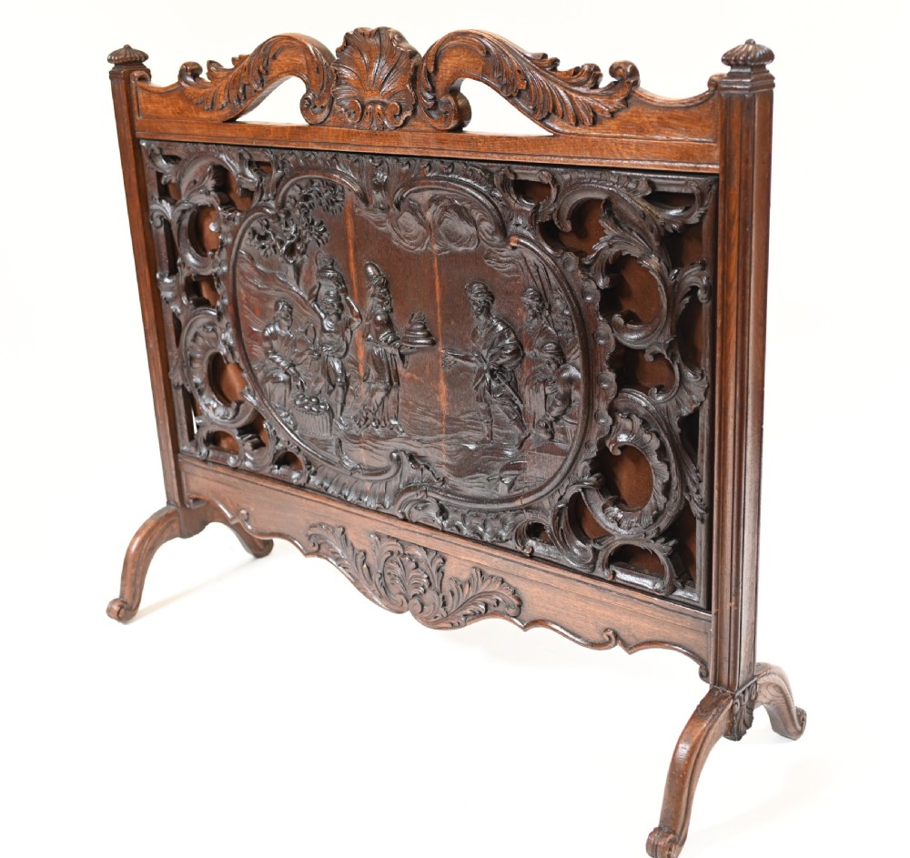 Flemish Carved Fire Screen Divider Walnut 1880 View VII