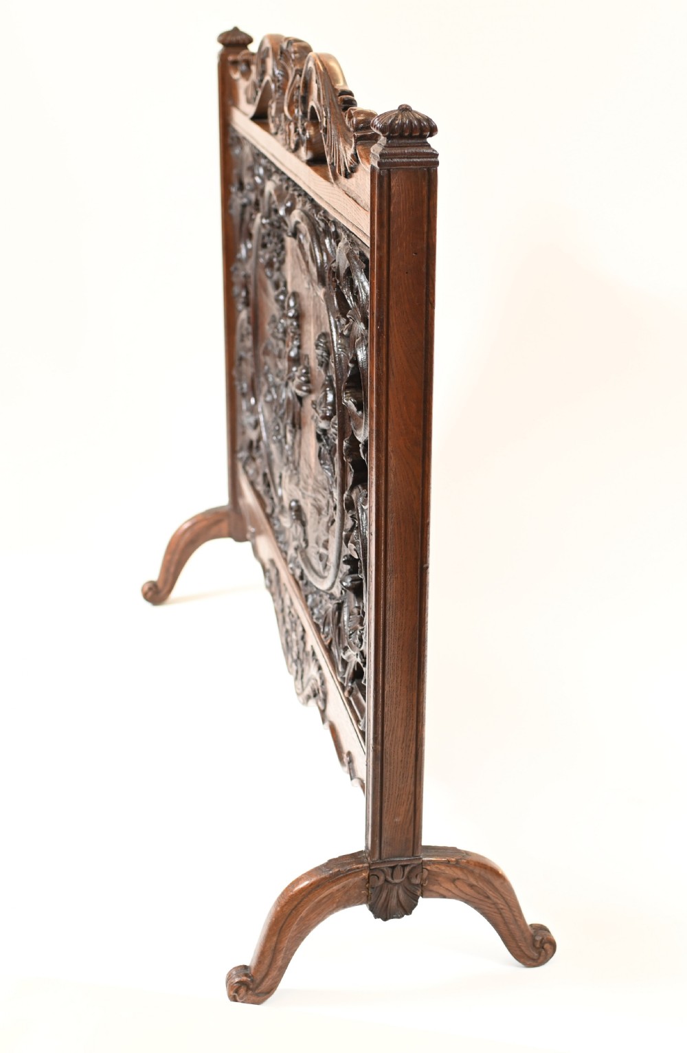Flemish Carved Fire Screen Divider Walnut 1880 View IX