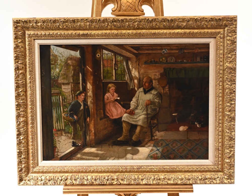 Victorian Oil Painting English Portrait Interior By A Barclay