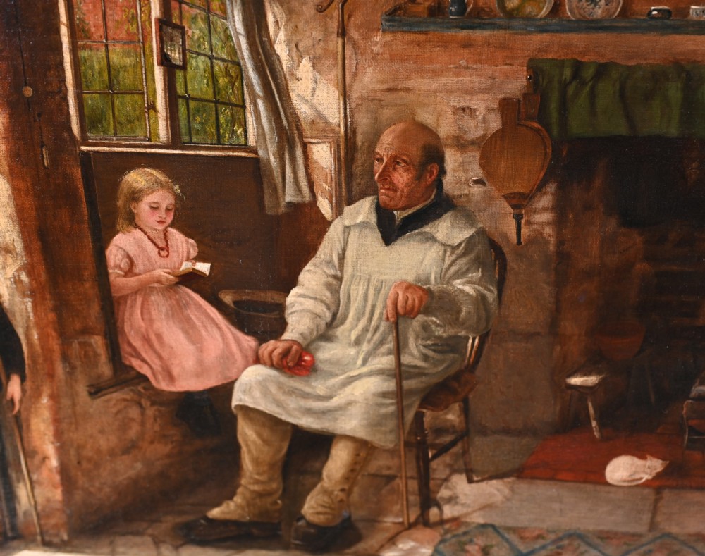 Victorian Oil Painting English Portrait Interior By A Barclay View II