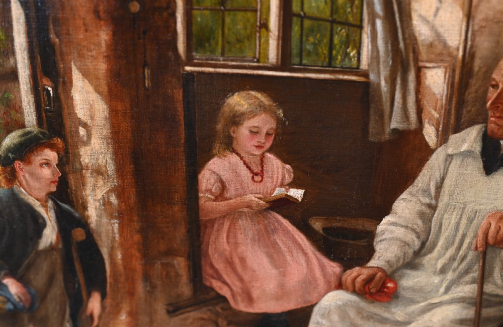 Victorian Oil Painting English Portrait Interior By A Barclay View IV