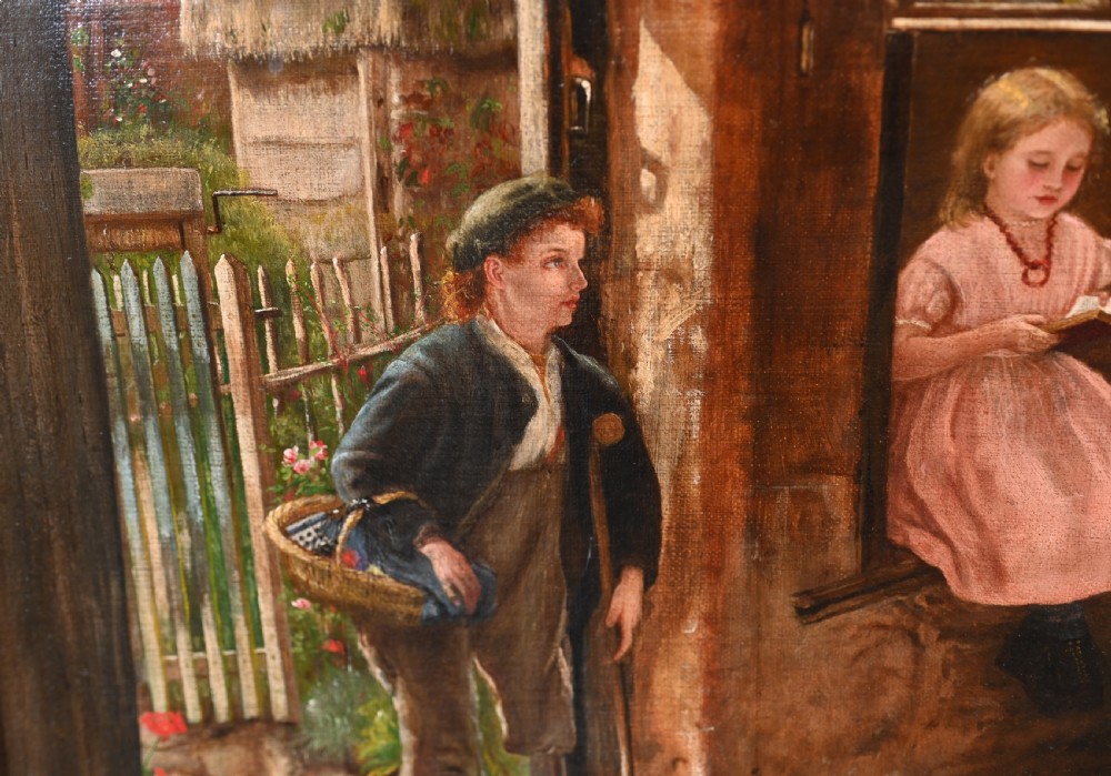 Victorian Oil Painting English Portrait Interior By A Barclay View V