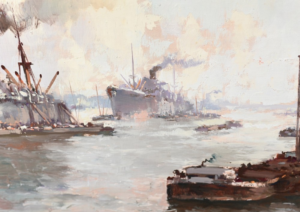 Oil Painting Ostend Maritime Ship Signed Pauwels Antique Art View V