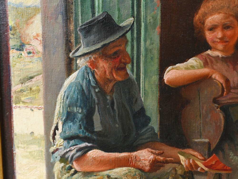 Italian Oil Painting The Shoe Seller by A Gabbi View VI