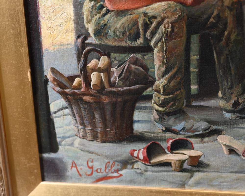 Italian Oil Painting The Shoe Seller by A Gabbi View VII