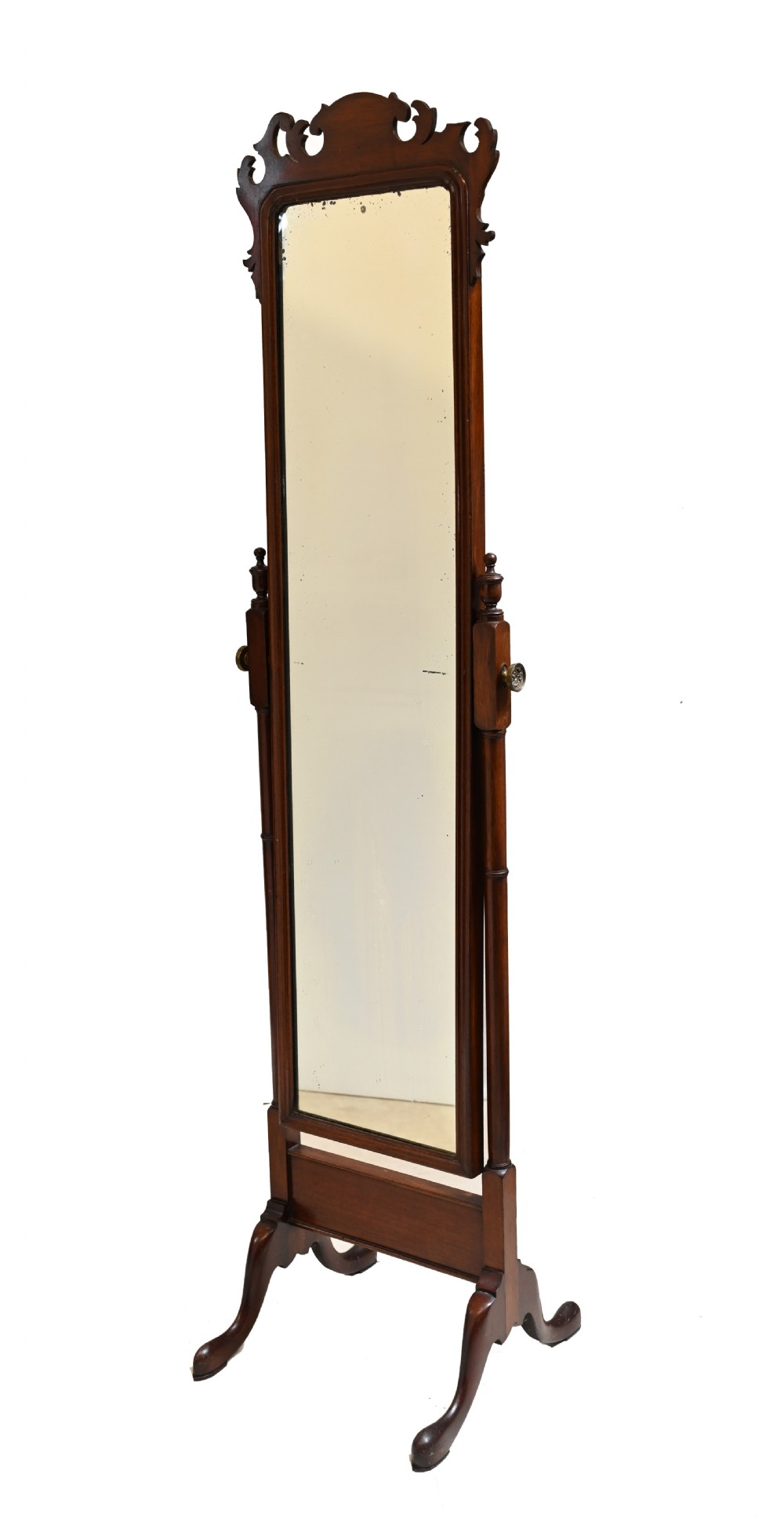 Georgian Cheval Mirror Swivel Mahogany 1890 View V