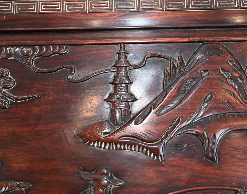 Chinese Camphor Chest Hardwood Carved Luggage Box 1880 View IX