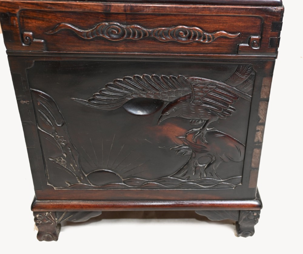 Chinese Camphor Chest Hardwood Carved Luggage Box 1880 View XI