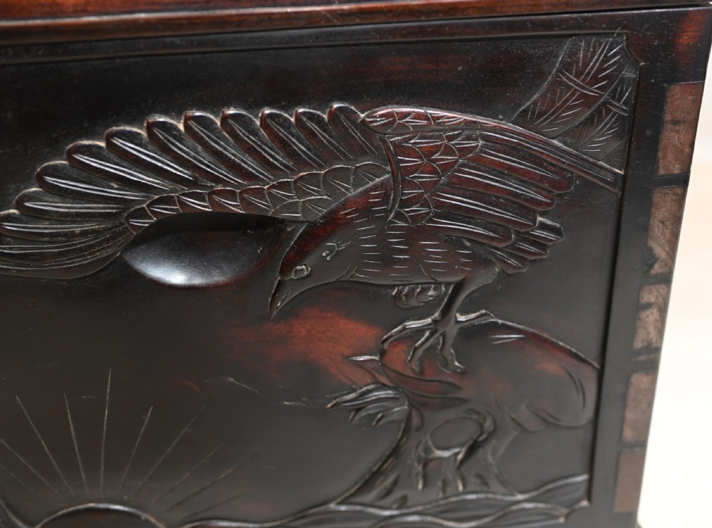 Chinese Camphor Chest Hardwood Carved Luggage Box 1880 View XII