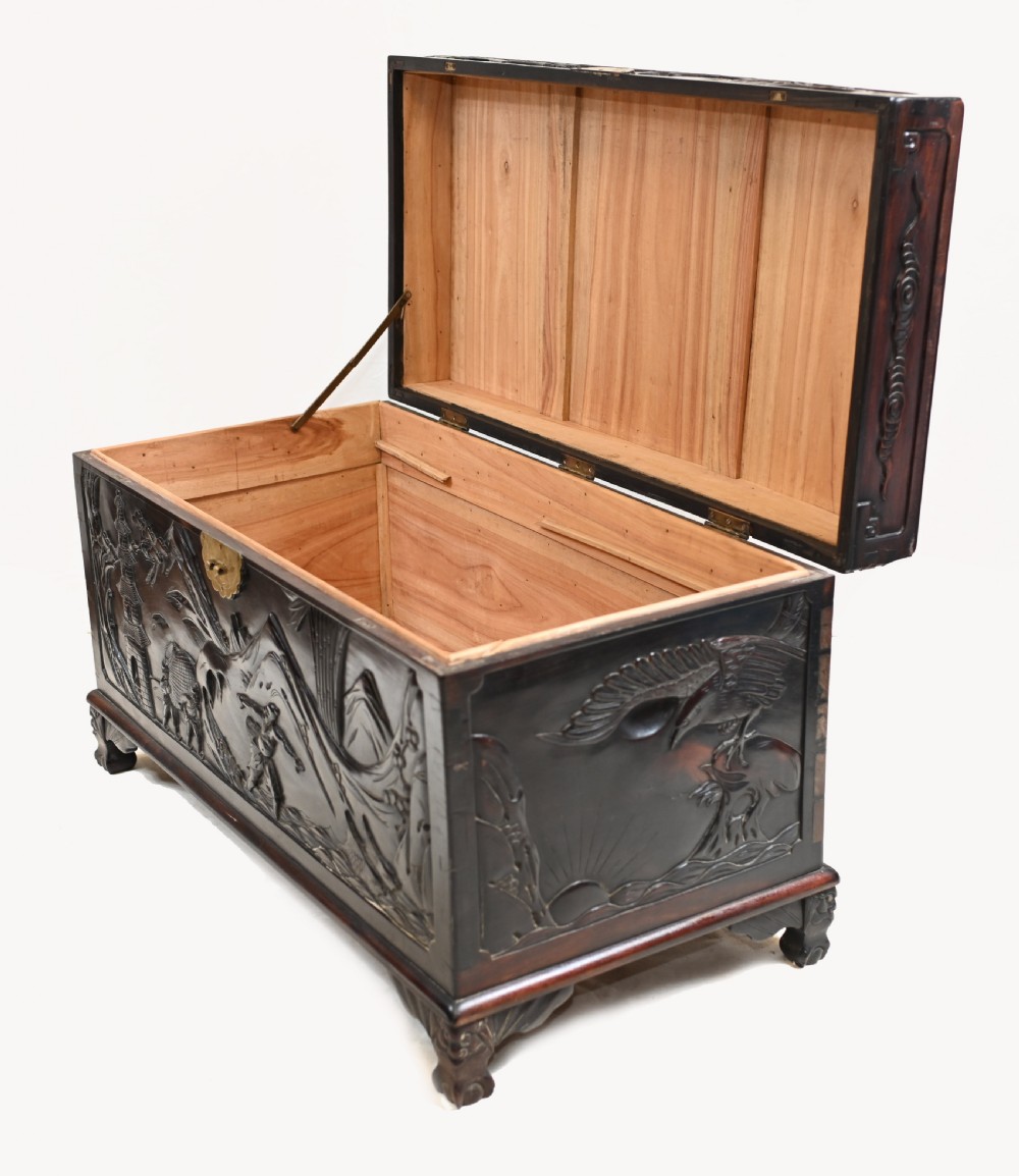 Chinese Camphor Chest Hardwood Carved Luggage Box 1880 View XIII