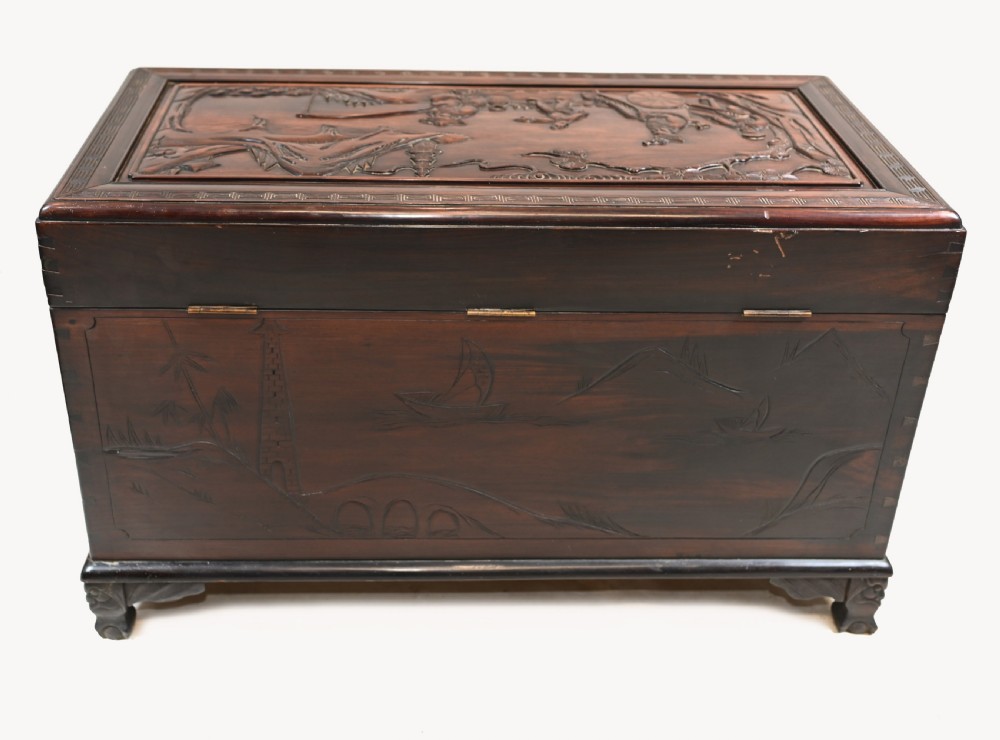 Chinese Camphor Chest Hardwood Carved Luggage Box 1880 View XV