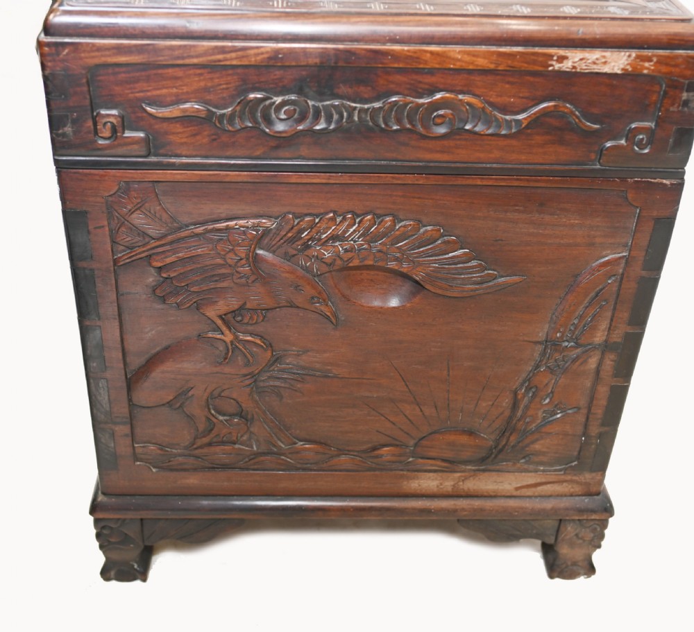 Chinese Camphor Chest Hardwood Carved Luggage Box 1880 View XVI