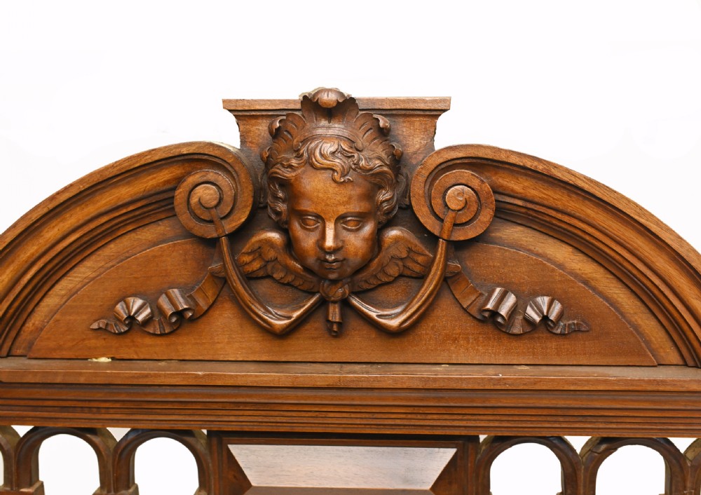 French Cheval Mirror Dressing Carved Walnut Cherub 1860 View II