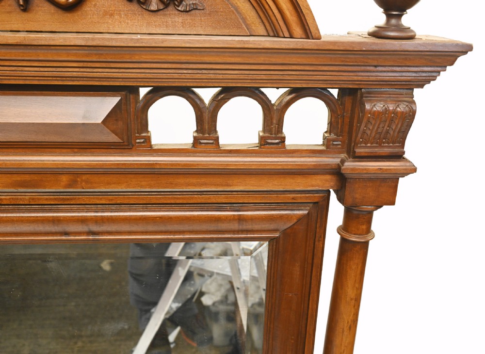 French Cheval Mirror Dressing Carved Walnut Cherub 1860 View III