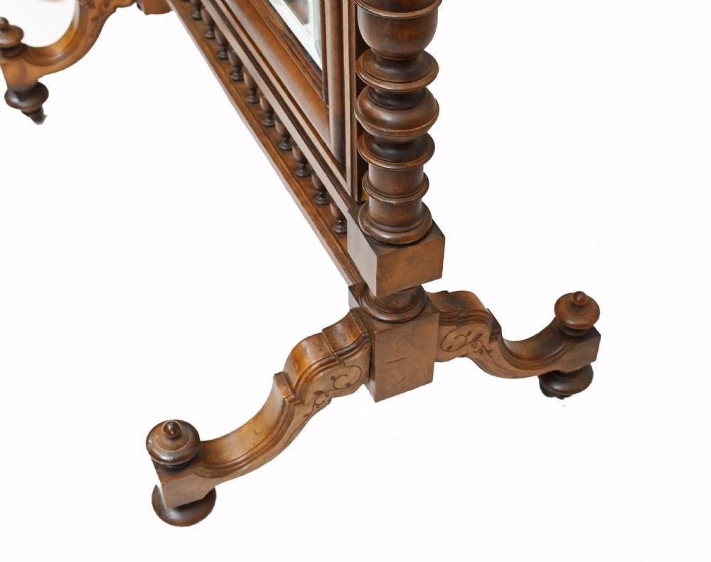 French Cheval Mirror Dressing Carved Walnut Cherub 1860 View V