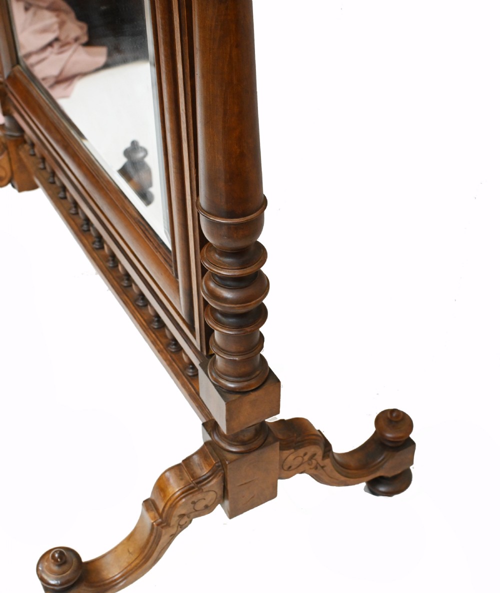 French Cheval Mirror Dressing Carved Walnut Cherub 1860 View VI