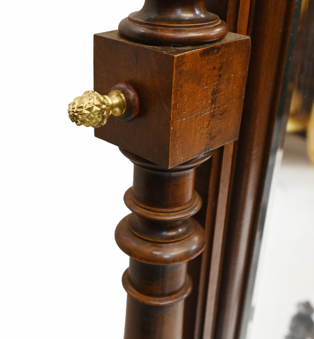 French Cheval Mirror Dressing Carved Walnut Cherub 1860 View VIII