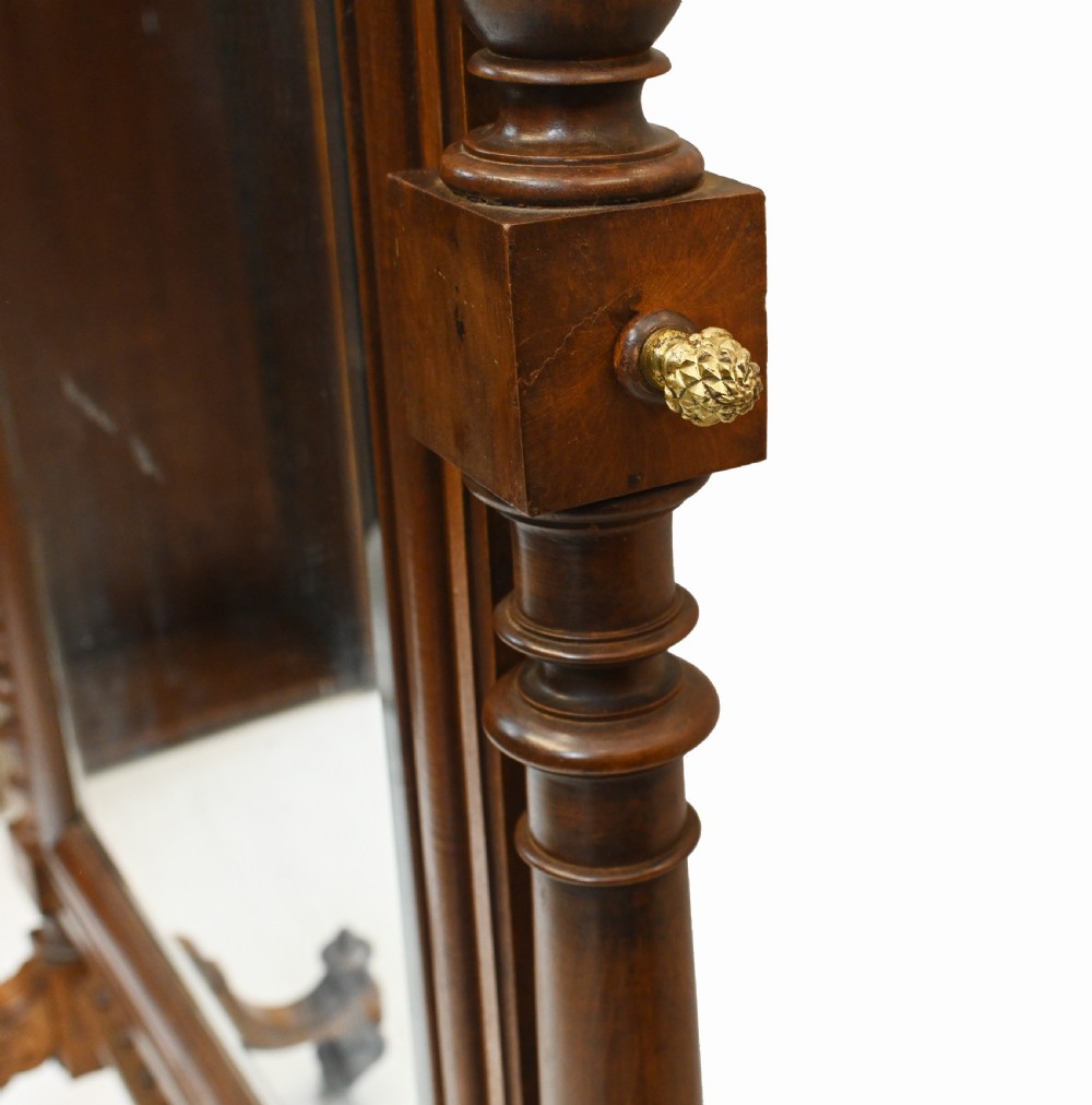French Cheval Mirror Dressing Carved Walnut Cherub 1860 View IX