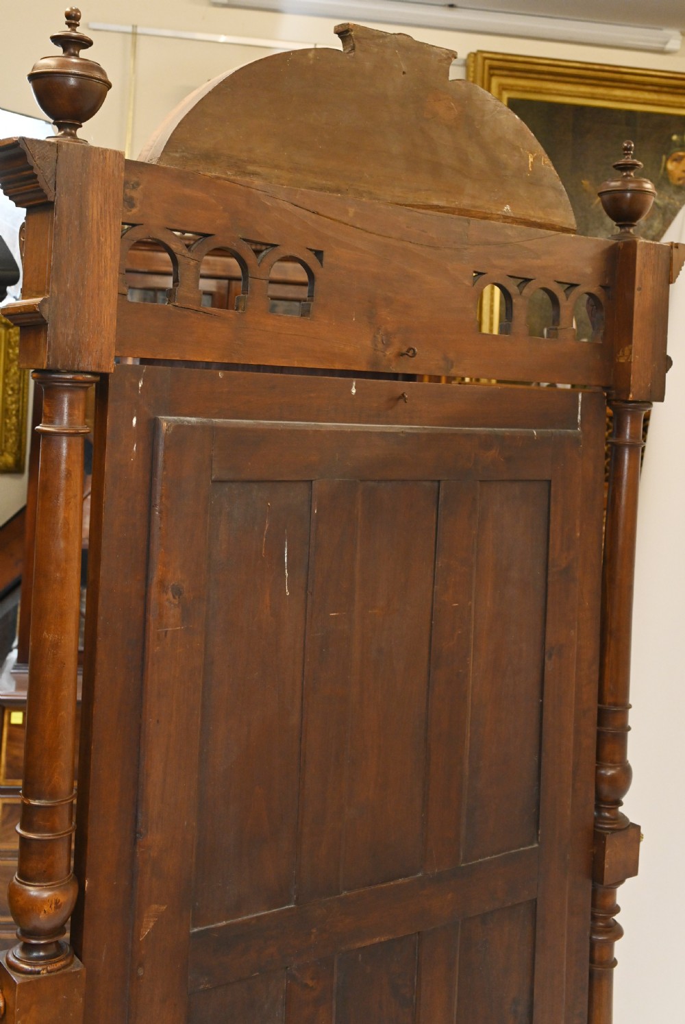 French Cheval Mirror Dressing Carved Walnut Cherub 1860 View XII