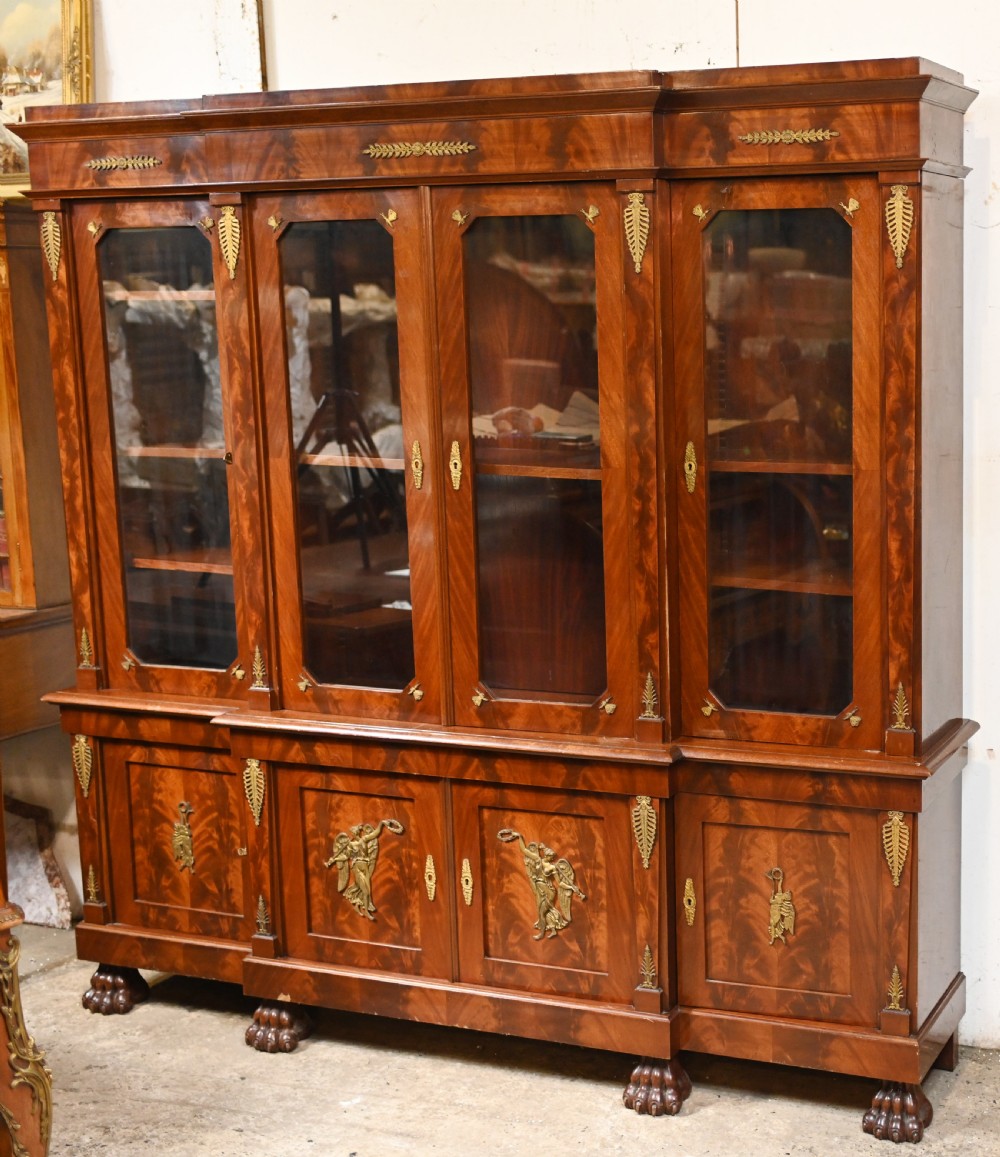 French E345mpire Breakfront Bookcase Flame Mahogany 1880