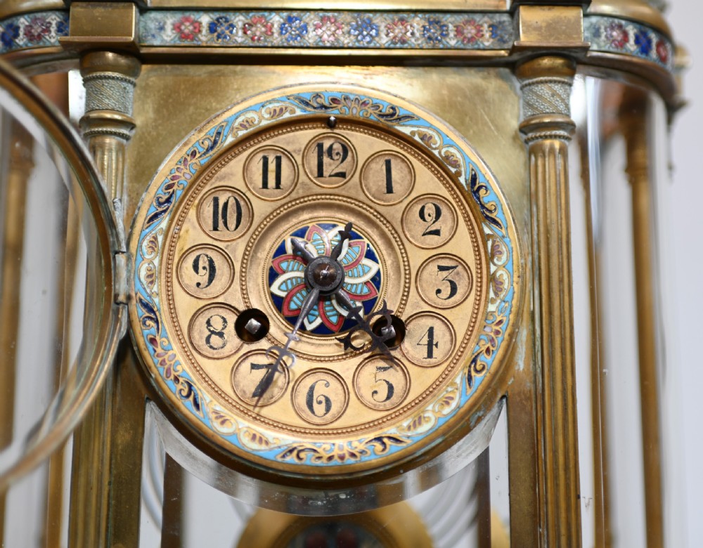 French Clock Set Garniture Champleve Antique Clocks 1860 View IX