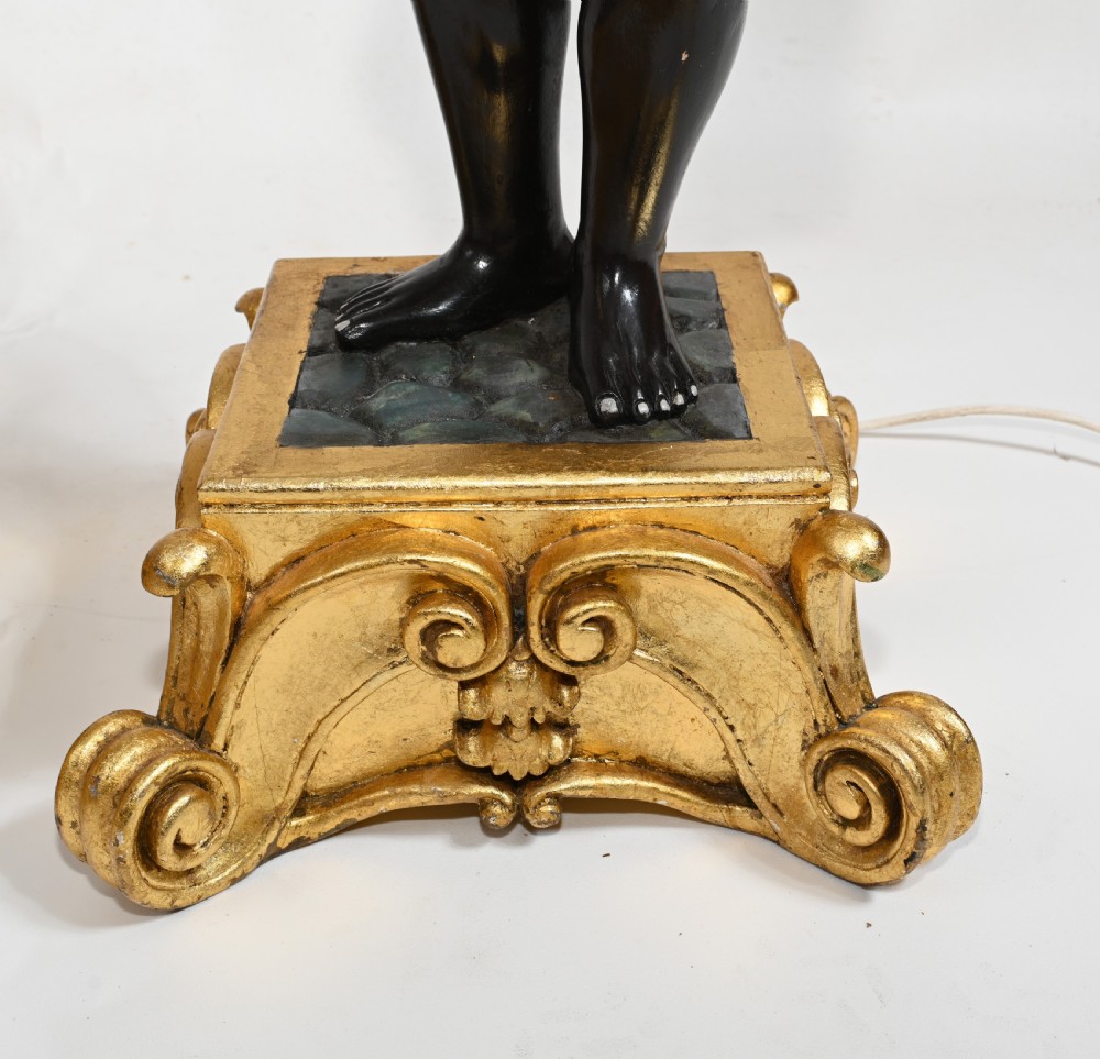 Pair Venetian Blackamoor Candelabras Carved Statues 1930 View IV