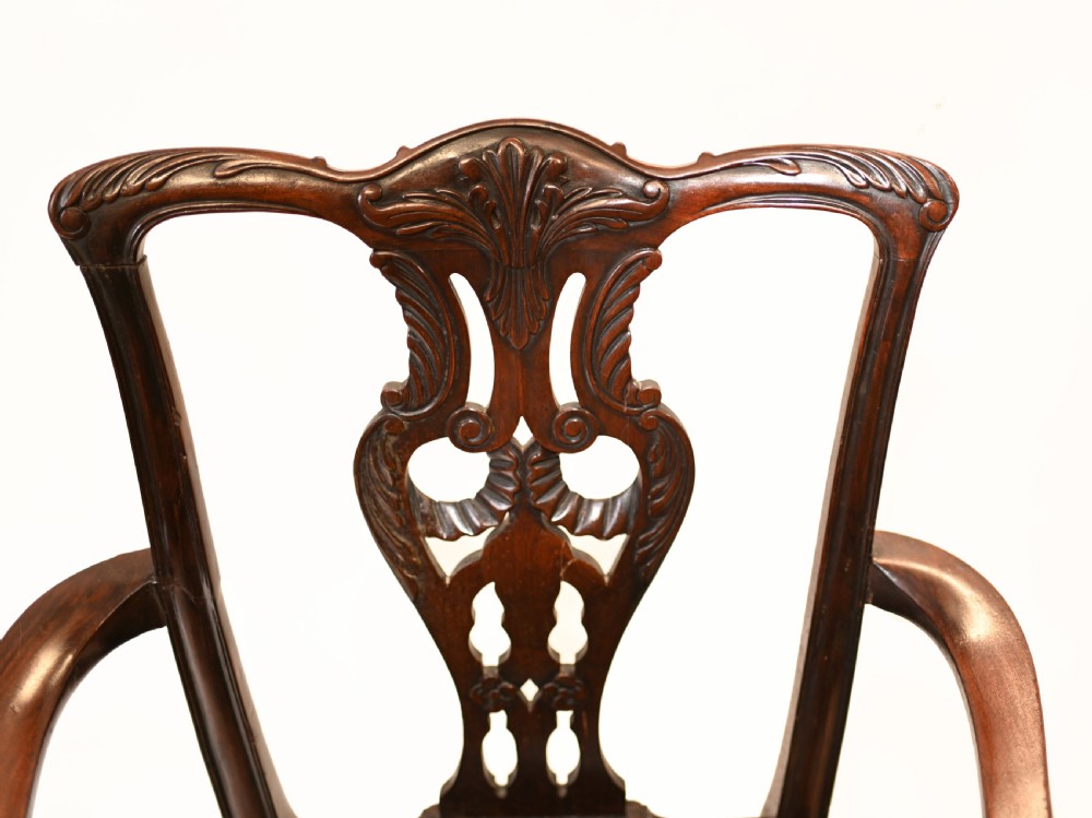 Set Chippendale Dining Chairs Shoolbred and Co Antique 1890 View III