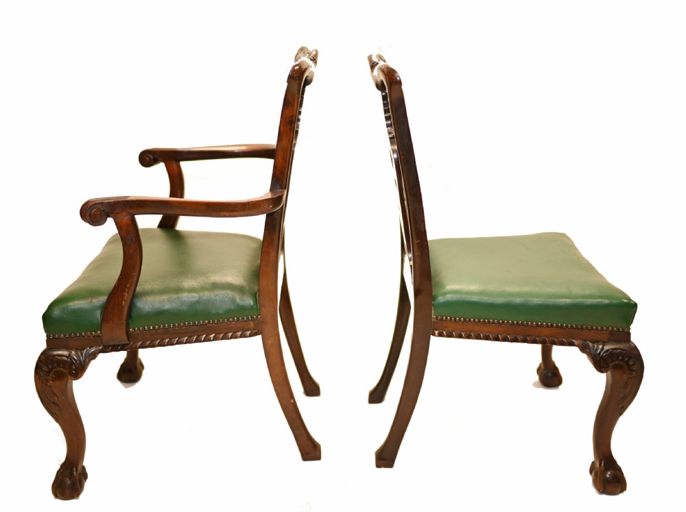 Set Chippendale Dining Chairs Shoolbred and Co Antique 1890 View IV