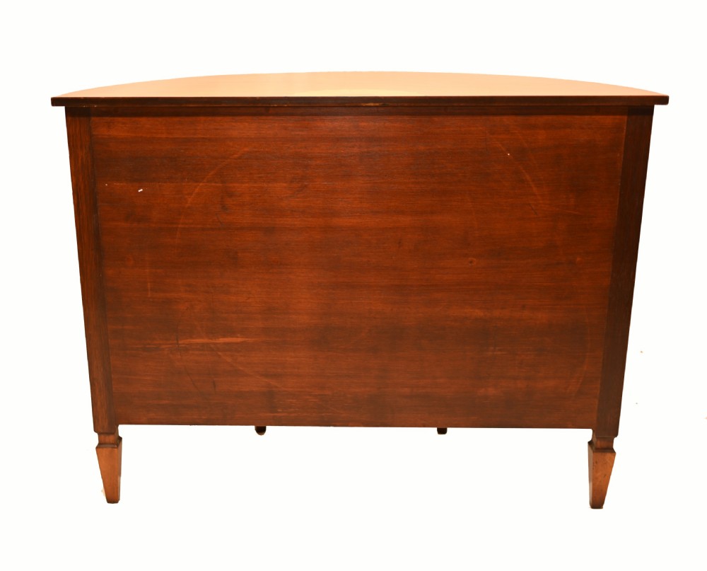 A semi-circular satinwood commode cabinet featuring three oval painted vignettes with classical figurative scenes and floral borders. View XI