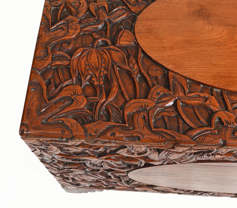Carved Antique Camphor Chest Chinese Sailors Trunk View III
