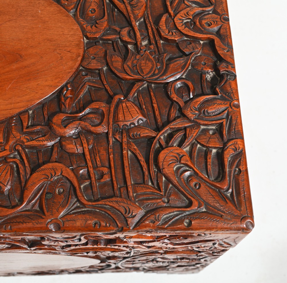 Carved Antique Camphor Chest Chinese Sailors Trunk View IV