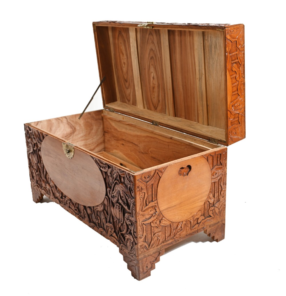 Carved Antique Camphor Chest Chinese Sailors Trunk View VII