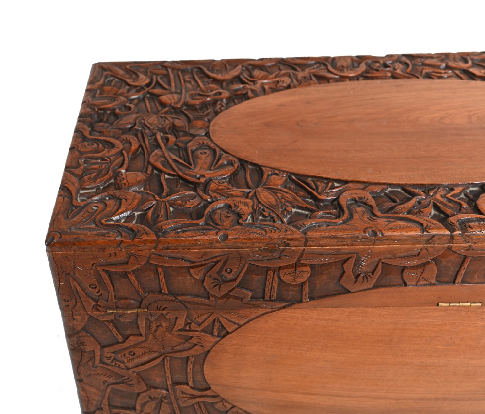 Carved Antique Camphor Chest Chinese Sailors Trunk View XI