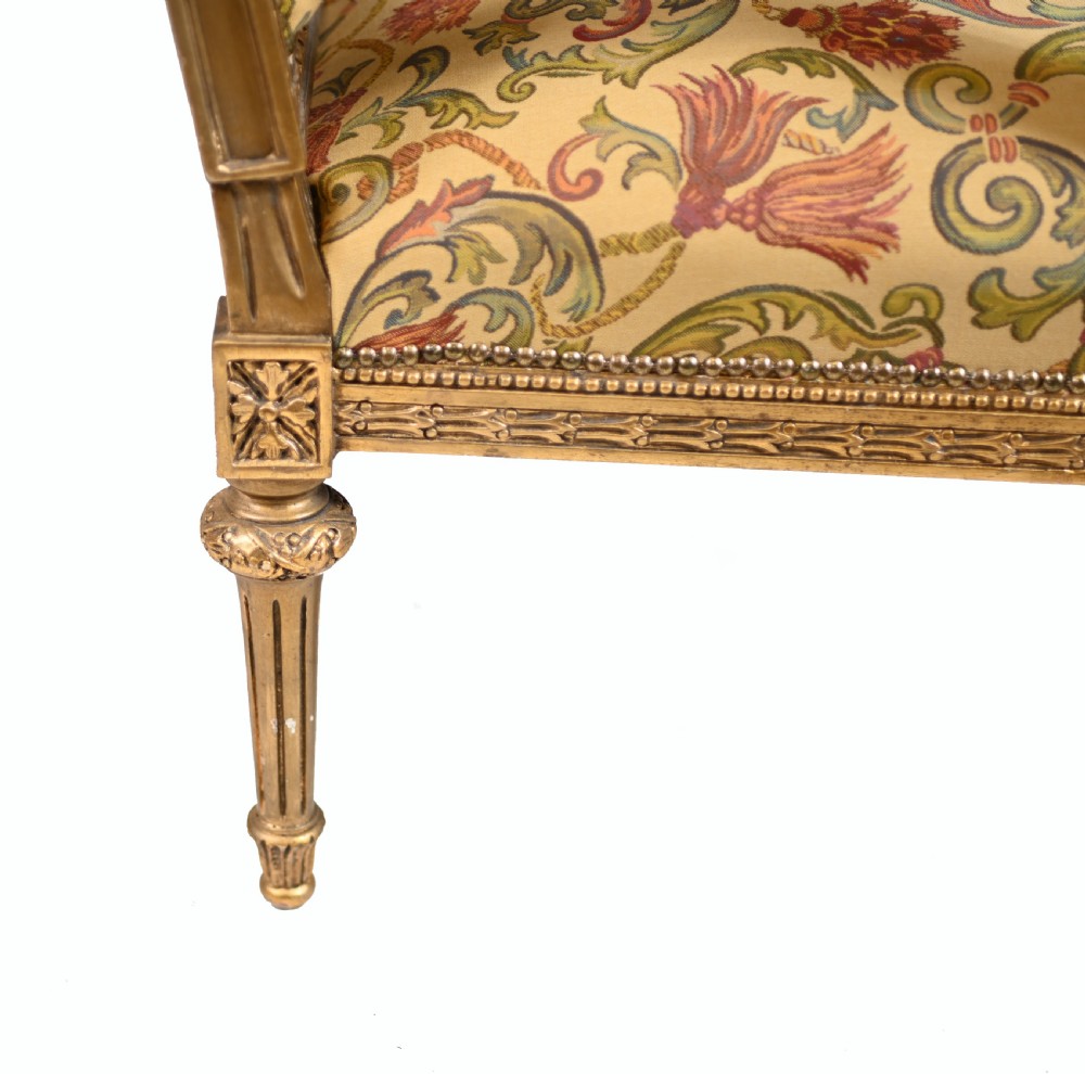 Pair French Gilt Arm Chairs Antique Fauteuil 1900 View VIII