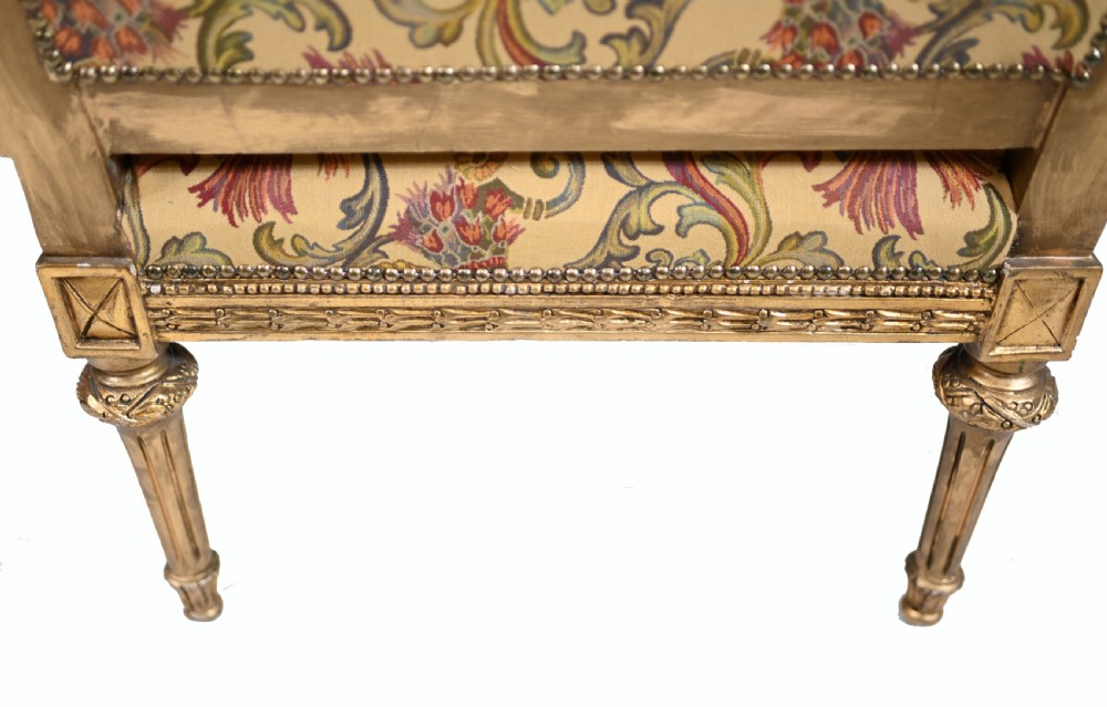Pair French Gilt Arm Chairs Antique Fauteuil 1900 View X