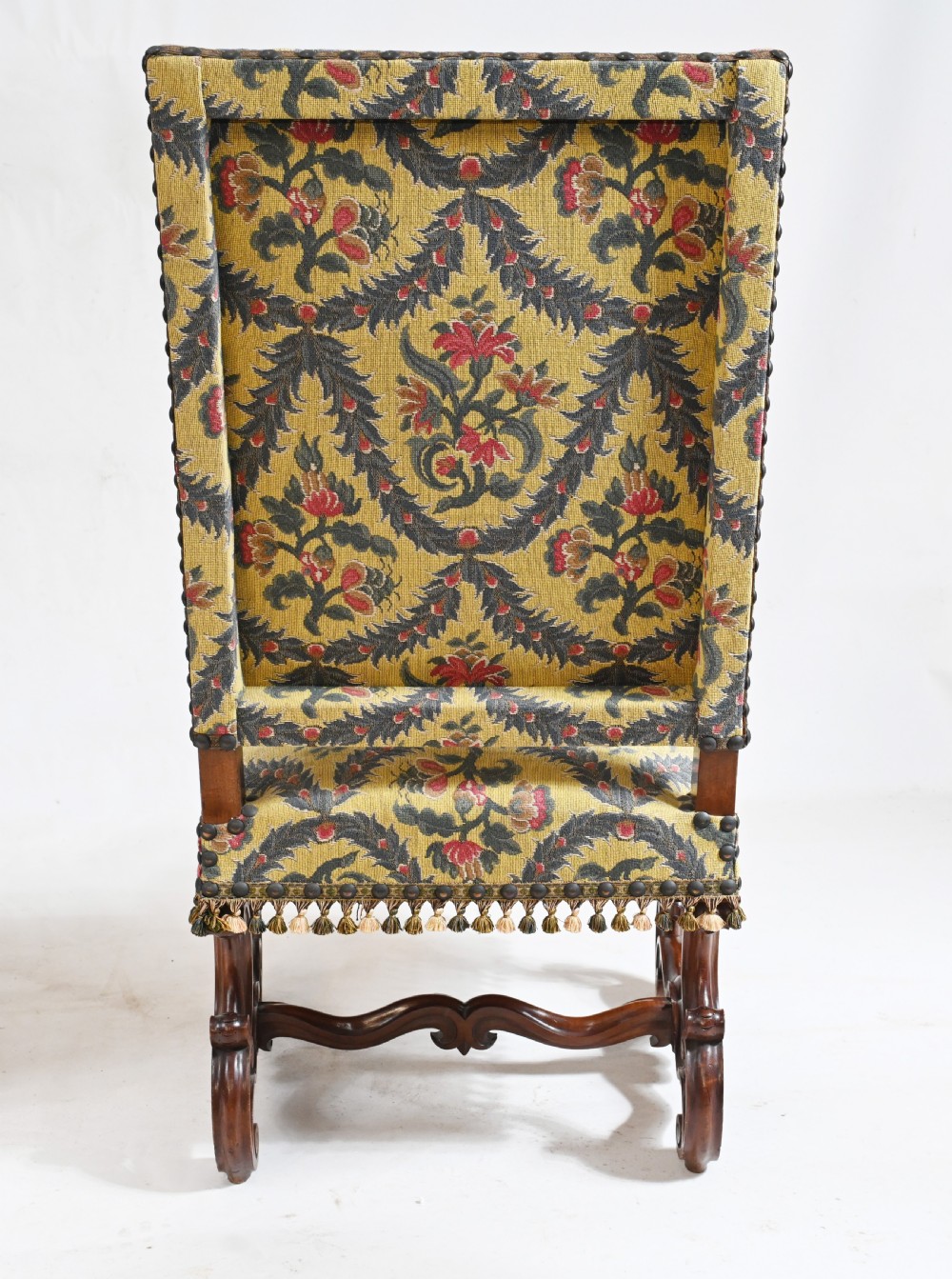 Pair Walnut Arm Chairs Carved Cromwellian Farmhouse View IX