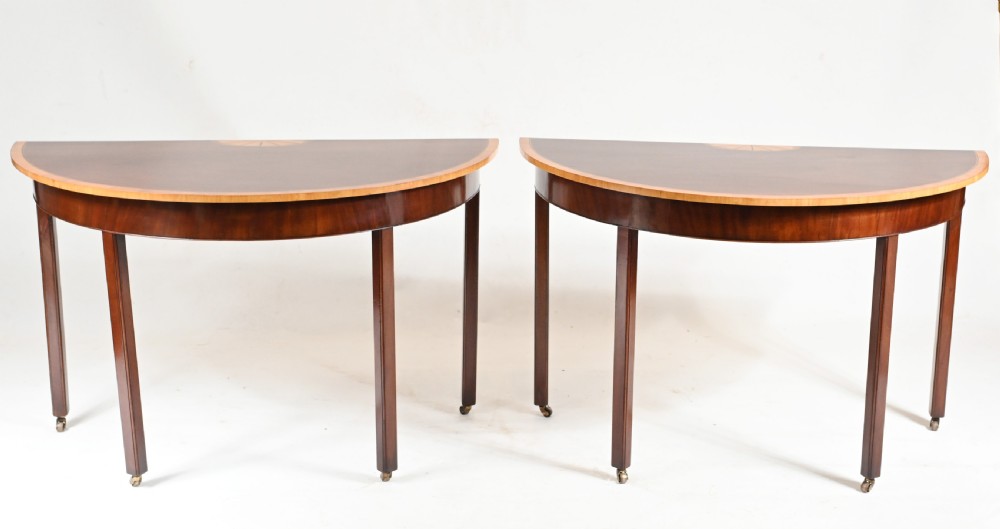 Pair Regency Console Tables Demi Lune 1810 Mahogany