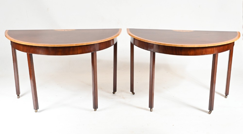Pair Regency Console Tables Demi Lune 1810 Mahogany View II