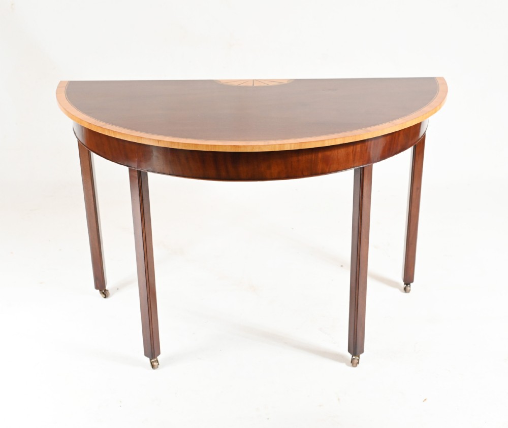 Pair Regency Console Tables Demi Lune 1810 Mahogany View III
