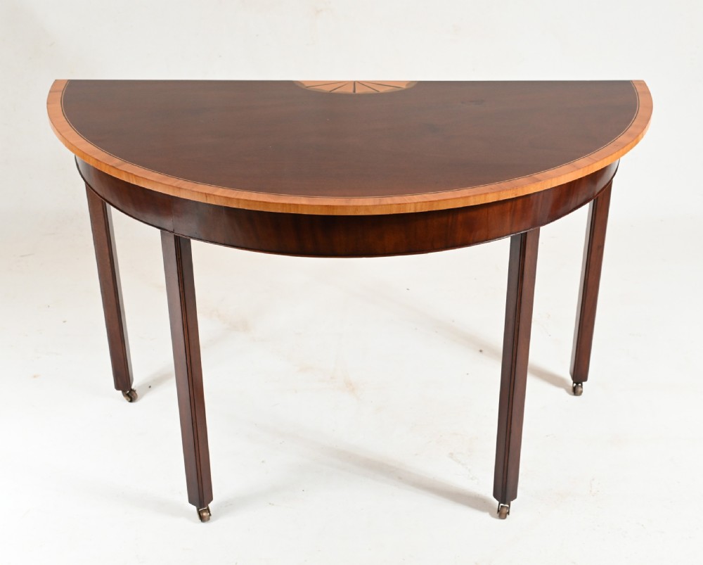 Pair Regency Console Tables Demi Lune 1810 Mahogany View IV