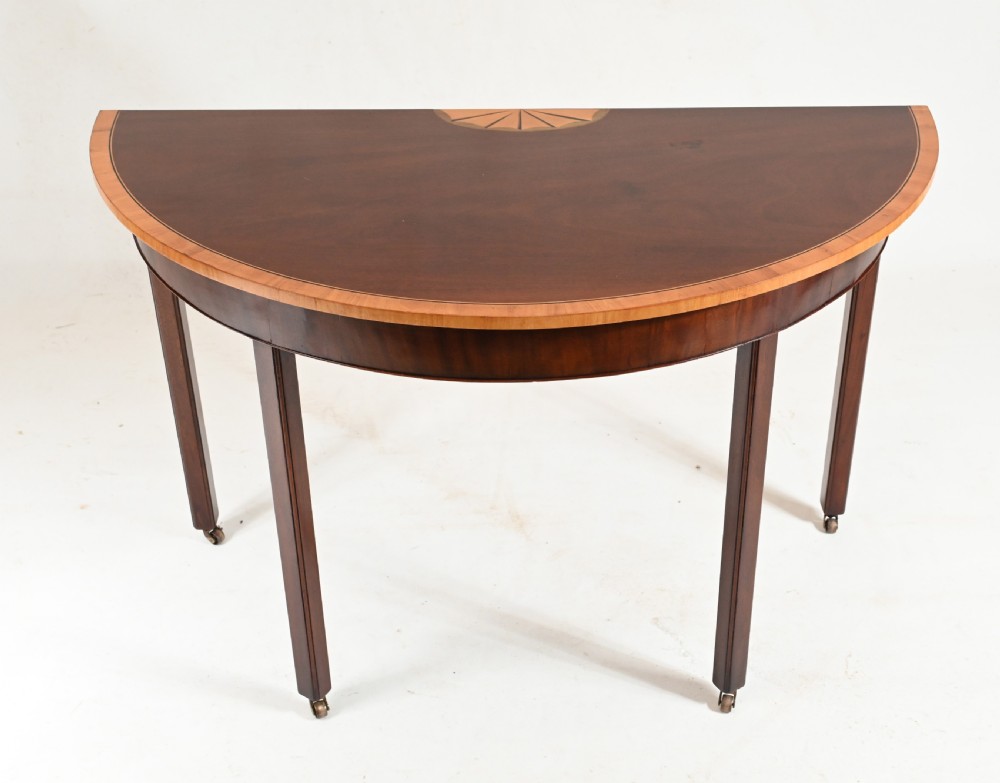 Pair Regency Console Tables Demi Lune 1810 Mahogany View V