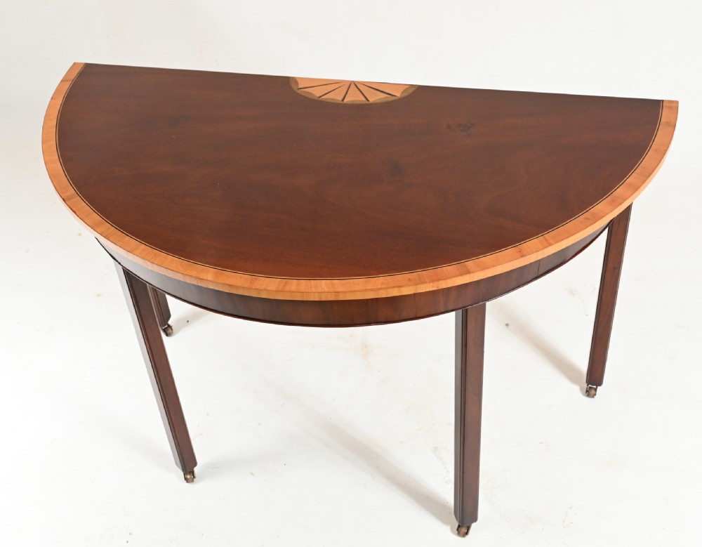 Pair Regency Console Tables Demi Lune 1810 Mahogany View VI