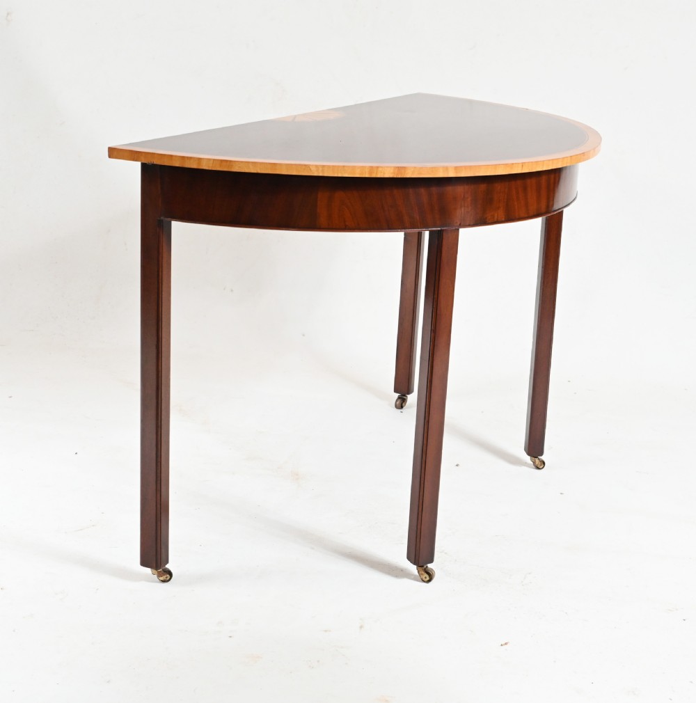 Pair Regency Console Tables Demi Lune 1810 Mahogany View IX