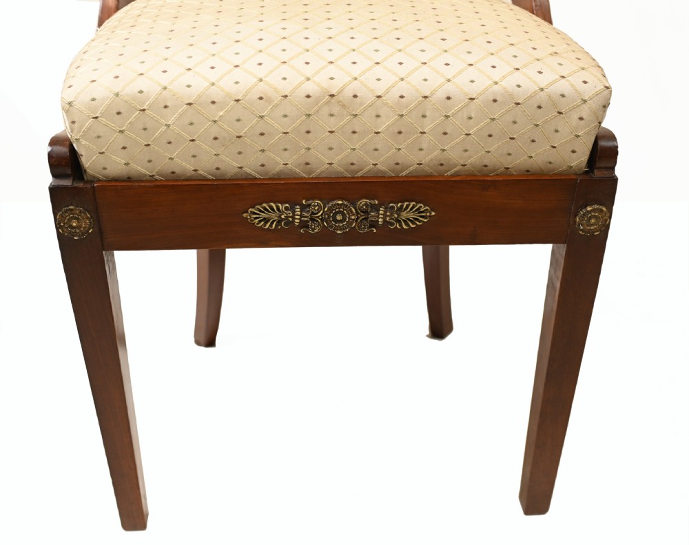 Pair Empire Chairs French Accent Seats 1840 View IV