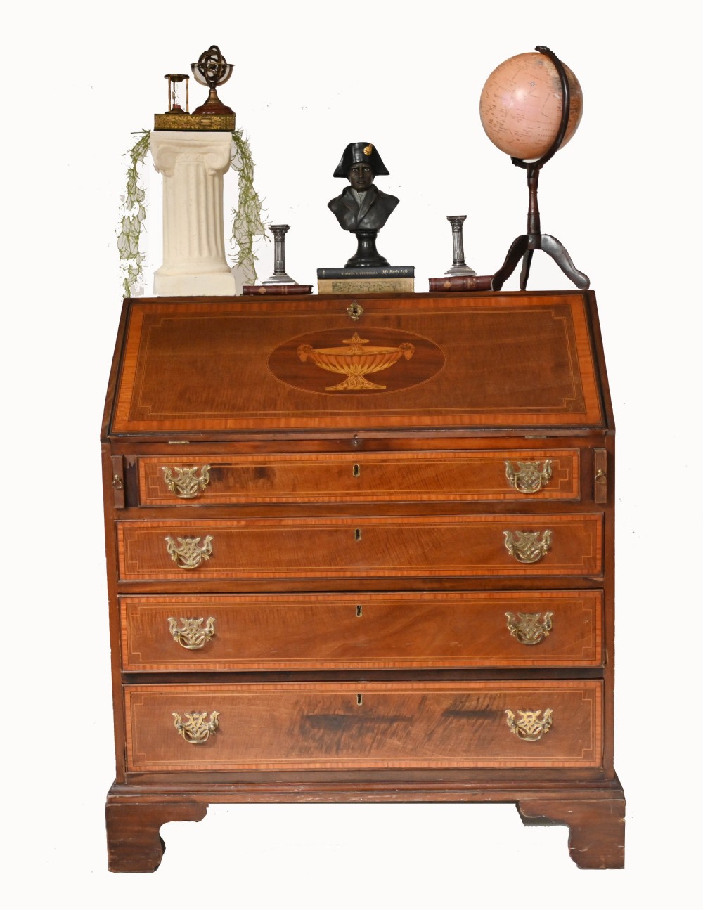 George II Bureau Mahogany Desk Edwards and Roberts Inlay

