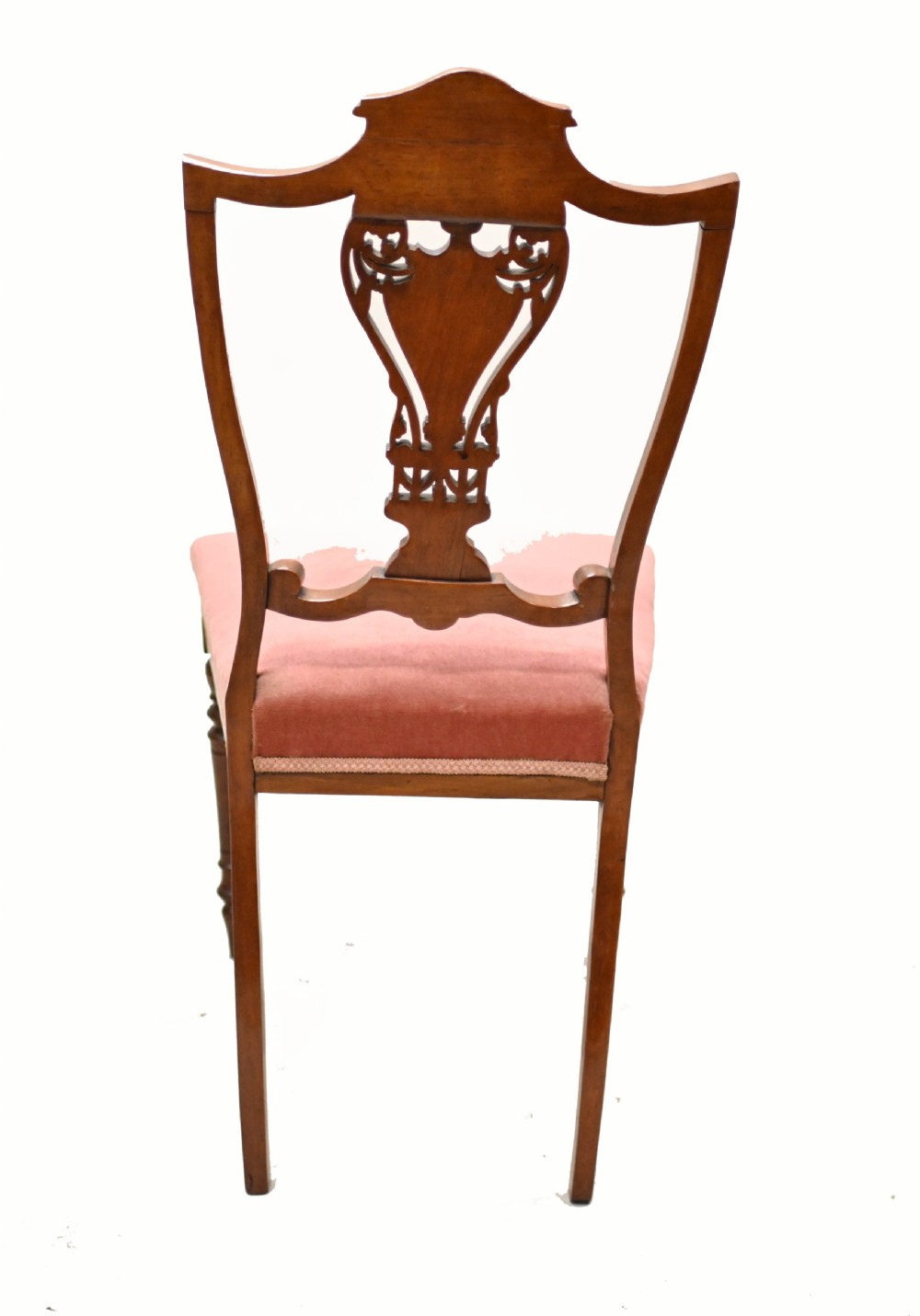 Pair Edwardian Hall Chairs Shield Back Mahogany 1910 View IV