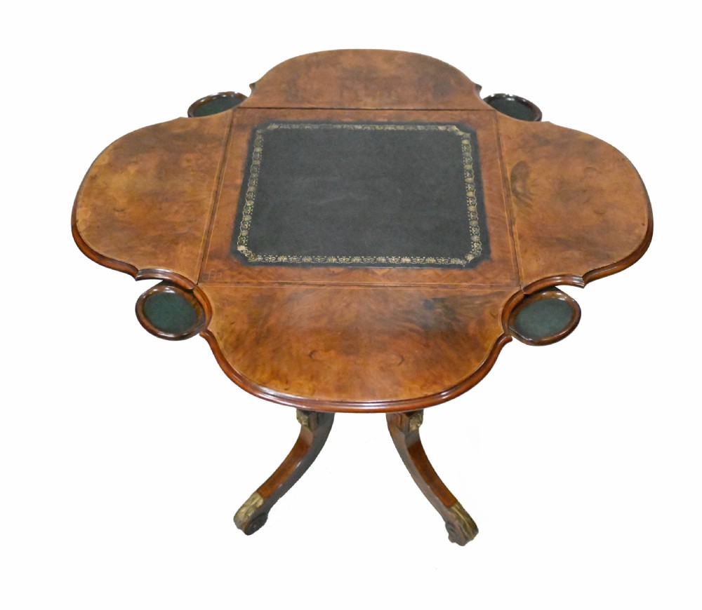 Victorian Card Table Bridge Games Walnut 1860
