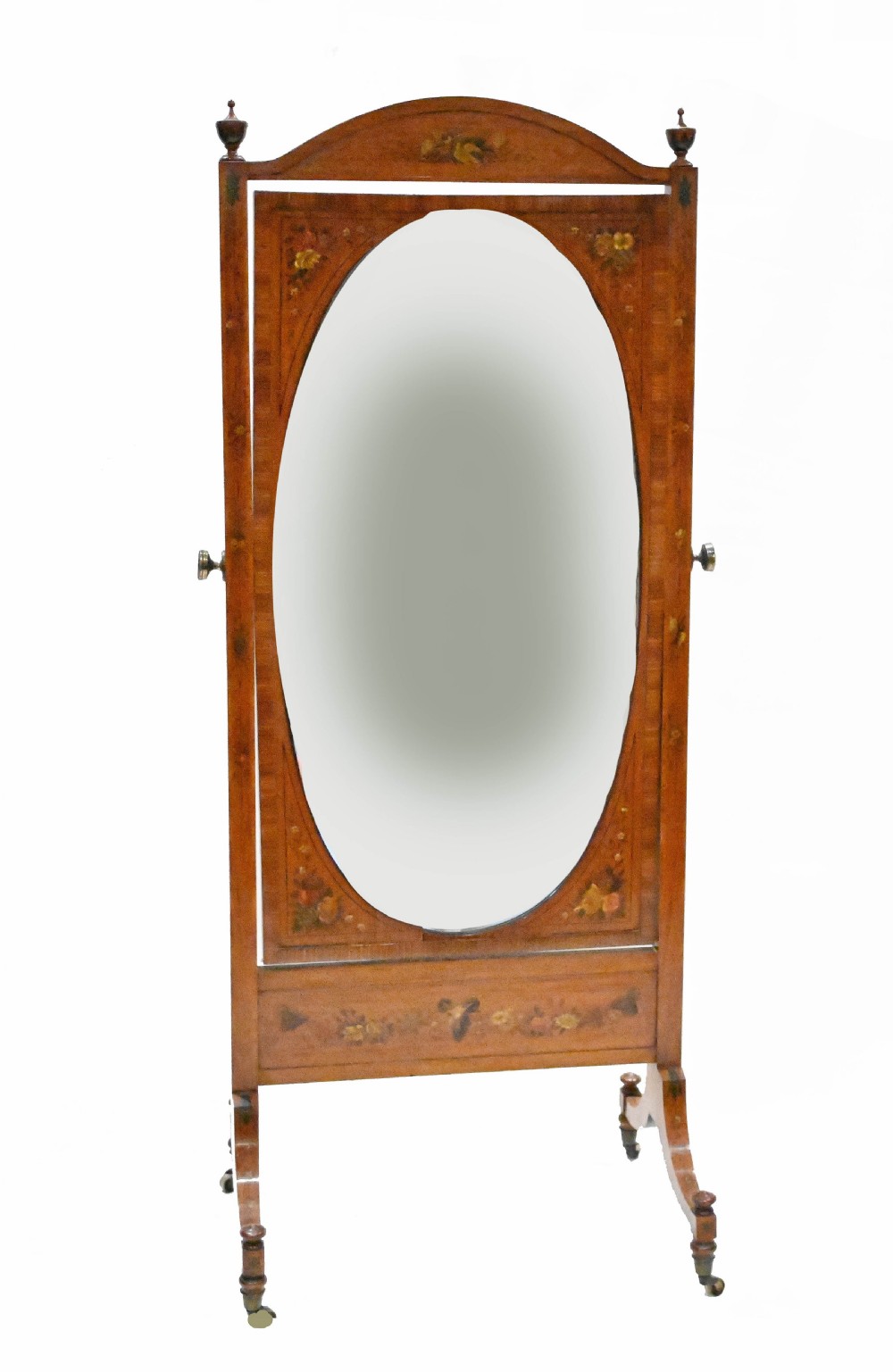 Adams Painted Cheval Mirror Satinwood Floor Mirrors 1910
