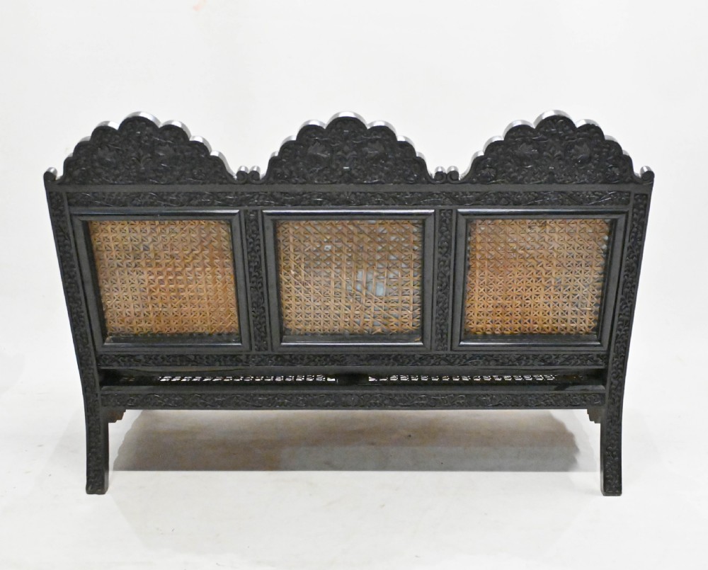 Colonial Settee Arm Chairs Antique India 3 Piece Suite Padauk Wood View VIII